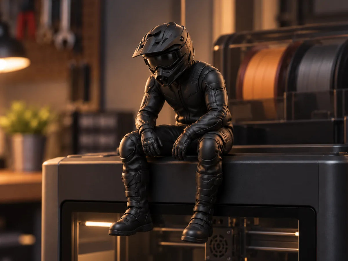 Figura Motociclista 3D: Estilo y Pasión sobre Ruedas