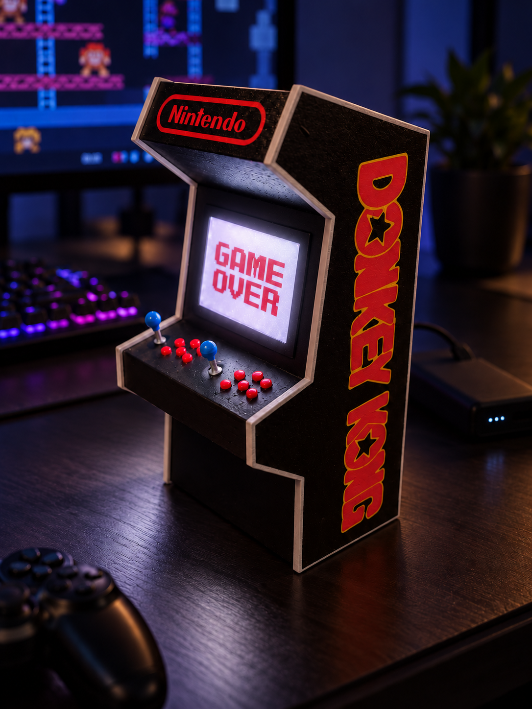 Mini Arcade Donkey Kong con Luz LED – Decoración Gamer Retro